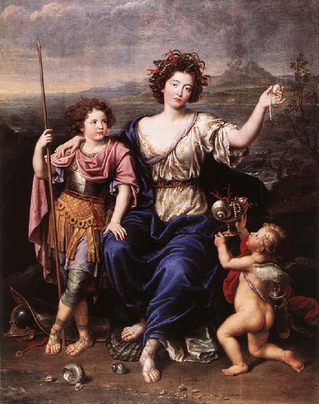 MIGNARD, Pierre The Marquise de Seignelay and Two of her Children Norge oil painting art